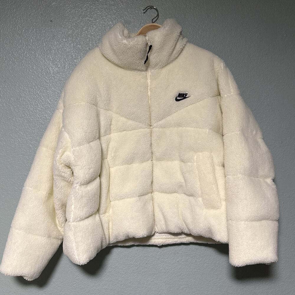 New Nike Therma-Fit Series Down Fill Fluffy Jacket Cream Size XL DD4654-715